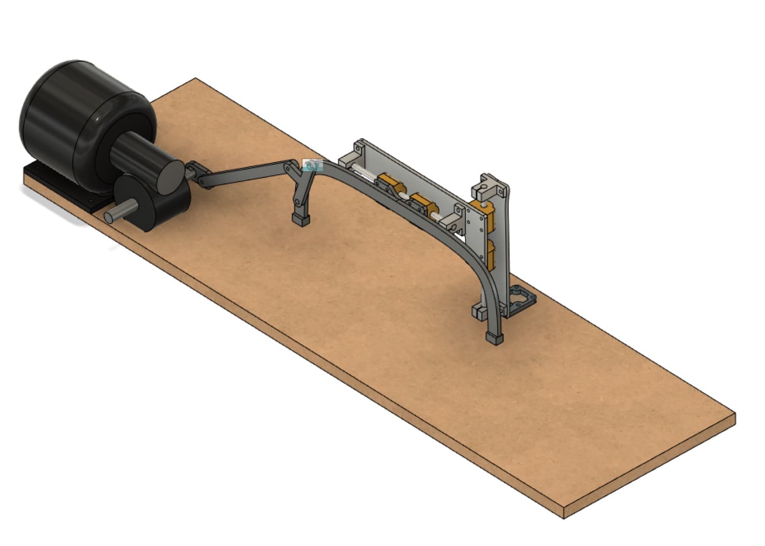 CAD model of a motor-driven reciprocating cutting mechanism